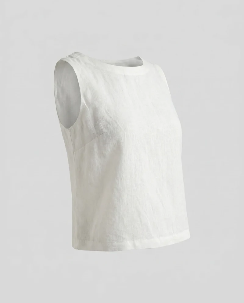 Damen lässiges Leinen-Cropped-Top mit schmalen Trägern