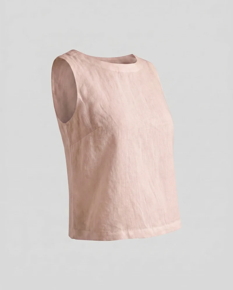 Damen lässiges Leinen-Cropped-Top mit schmalen Trägern