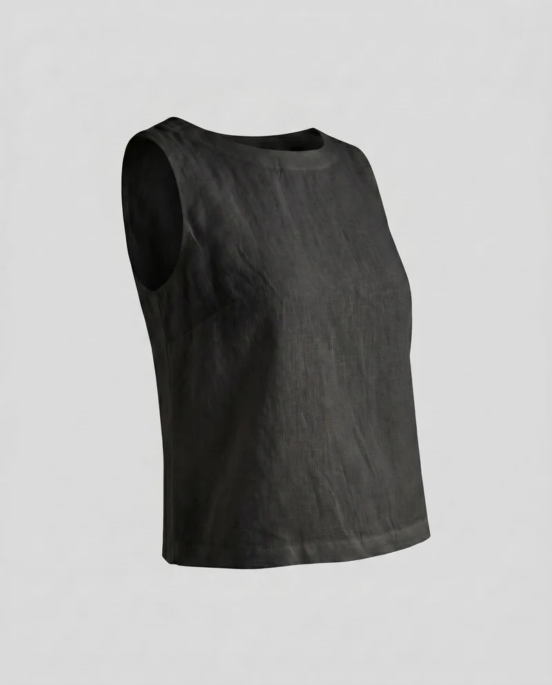 Damen lässiges Leinen-Cropped-Top mit schmalen Trägern