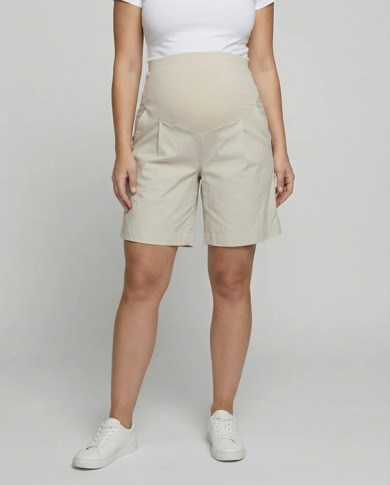 Damen Bequeme Elastisches Bauchpanel Baumwollmischung Umstands-Shorts