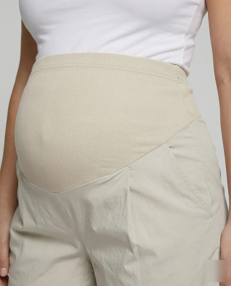 Damen Bequeme Elastisches Bauchpanel Baumwollmischung Umstands-Shorts