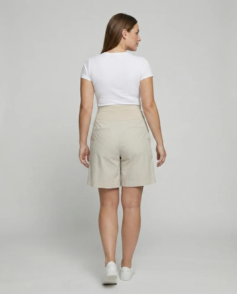 Damen Bequeme Elastisches Bauchpanel Baumwollmischung Umstands-Shorts