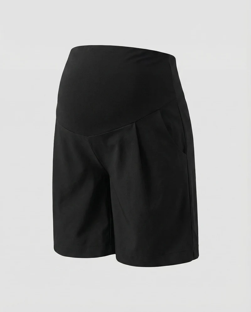 Damen Bequeme Elastisches Bauchpanel Baumwollmischung Umstands-Shorts