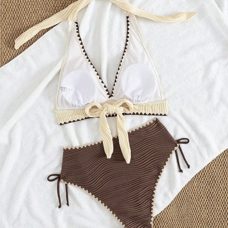 Damen Hochtailliertes Bikini-Set mit Rüschendetails