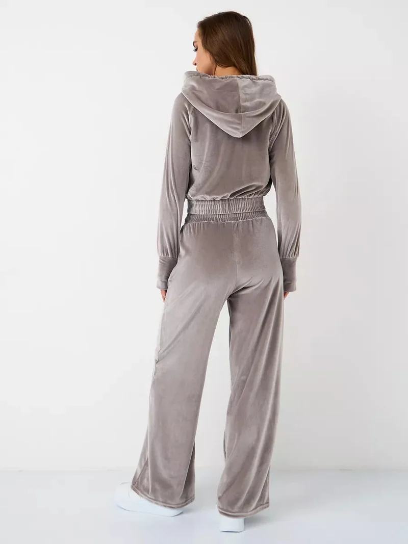 Minimalismus Fleece Kapuzenpullover und Jogginghose Zweiteiler Satz