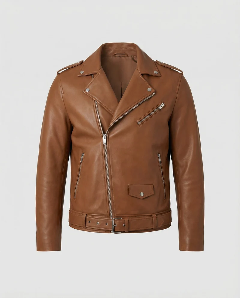 Herren Bikerjacke Kunstleder tailliert