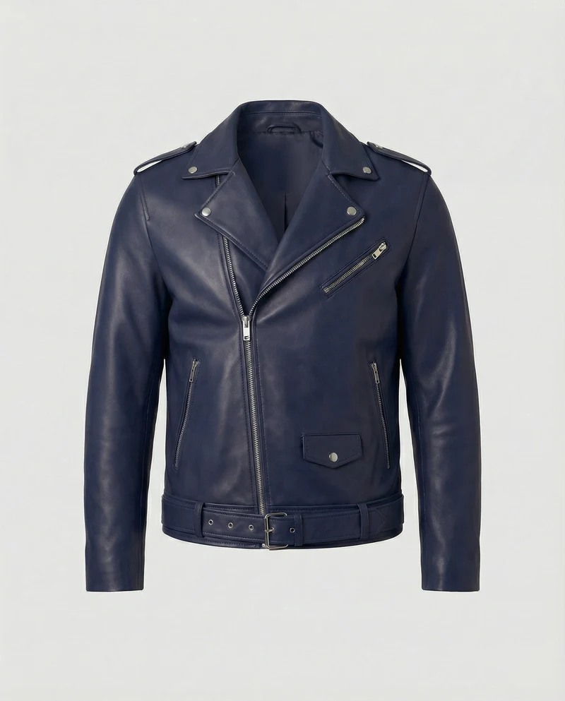 Herren Bikerjacke Kunstleder tailliert