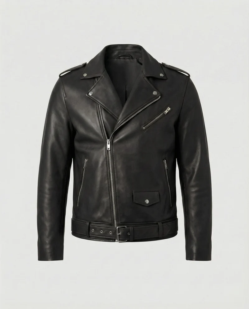 Herren Bikerjacke Kunstleder tailliert