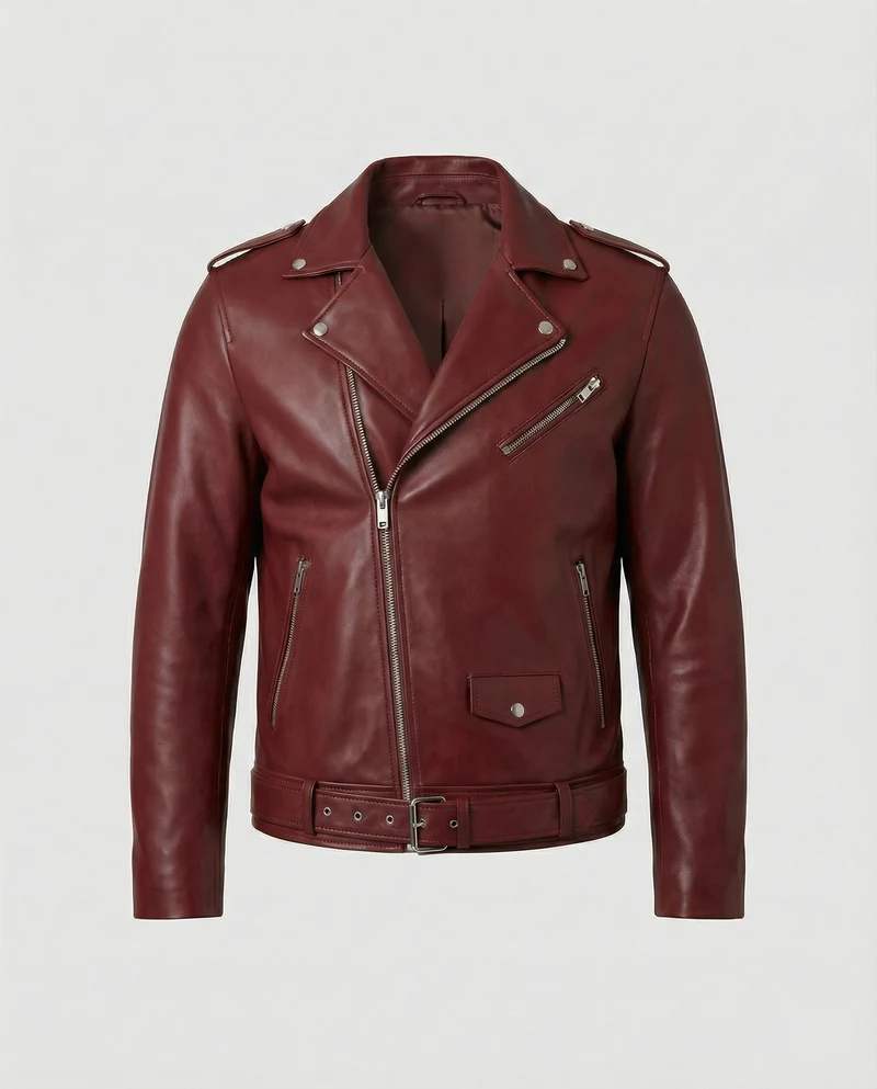Herren Bikerjacke Kunstleder tailliert