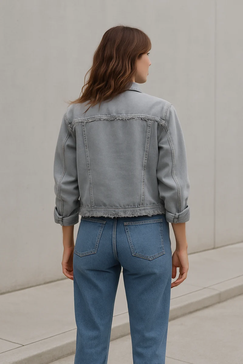 Lässige Damen Denimjacke mit Langen Ärmeln