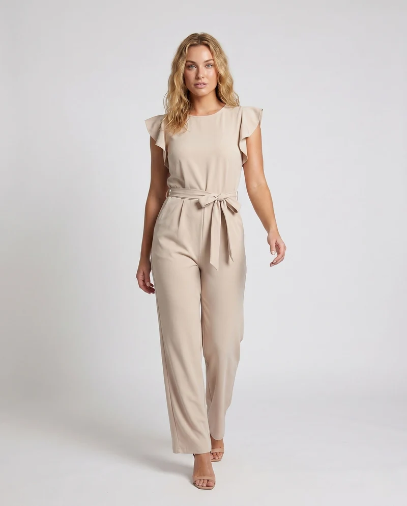 Damen Overall mit elegantem Bindegürtel und fließendem Schnitt
