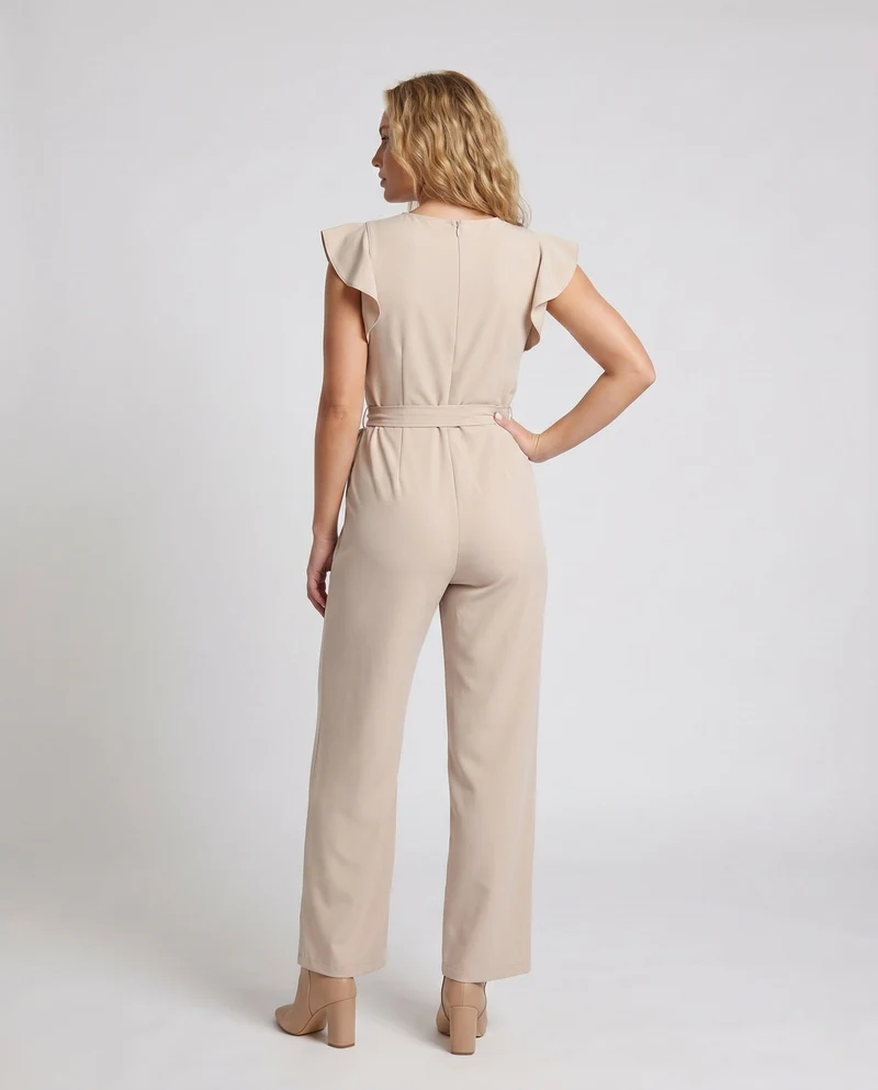 Damen Overall mit elegantem Bindegürtel und fließendem Schnitt