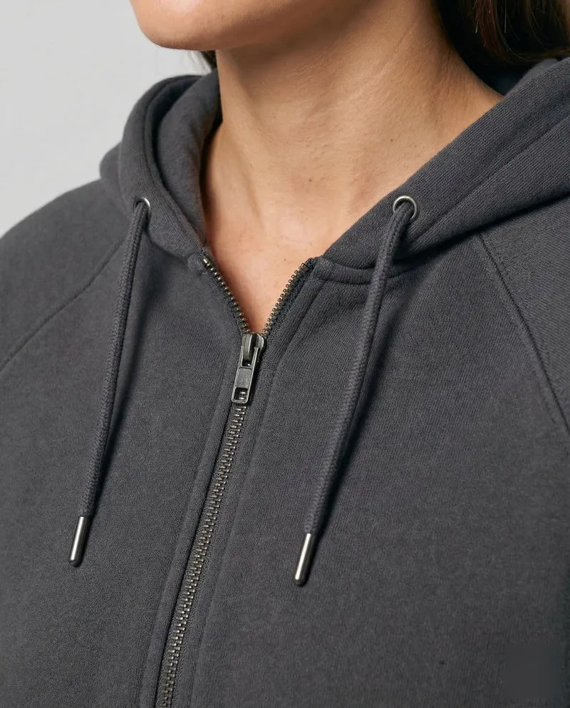 Damen Kurze Kapuzen-Sweatjacke Ballonärmel