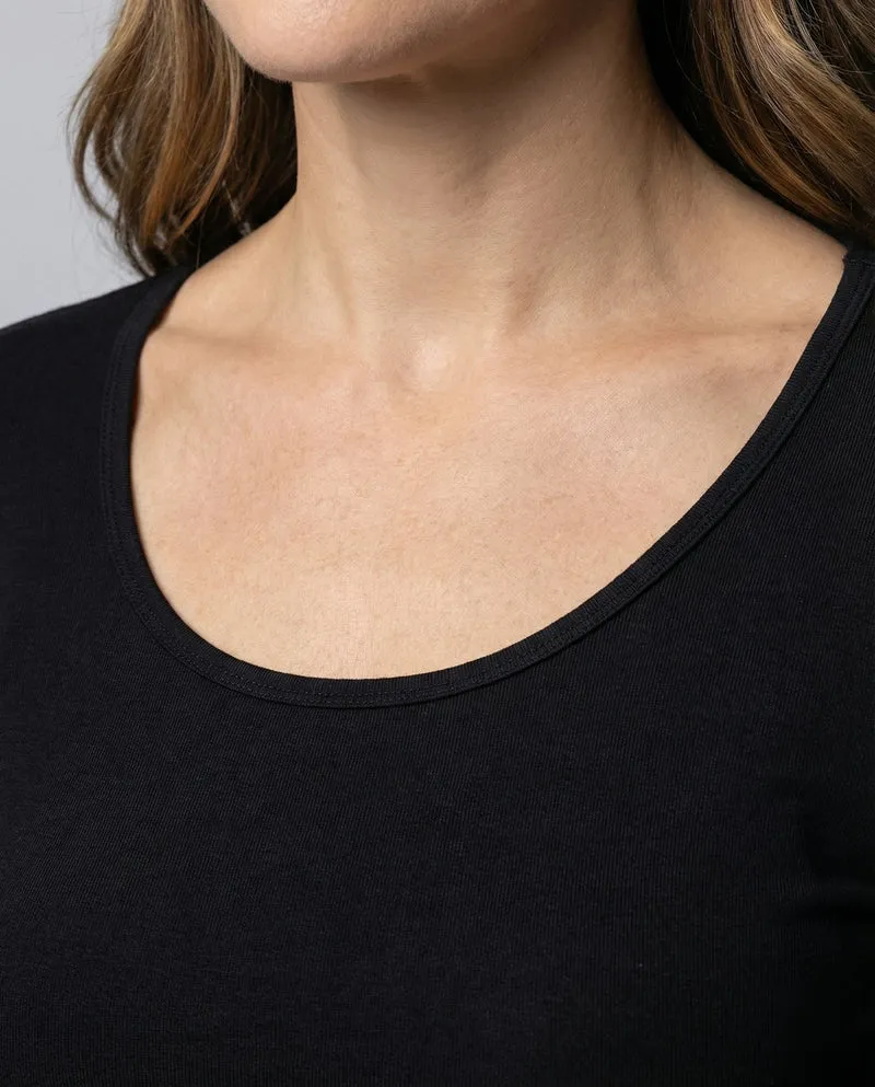 Damen Klassische Elastische Feinjersey Langarmshirt