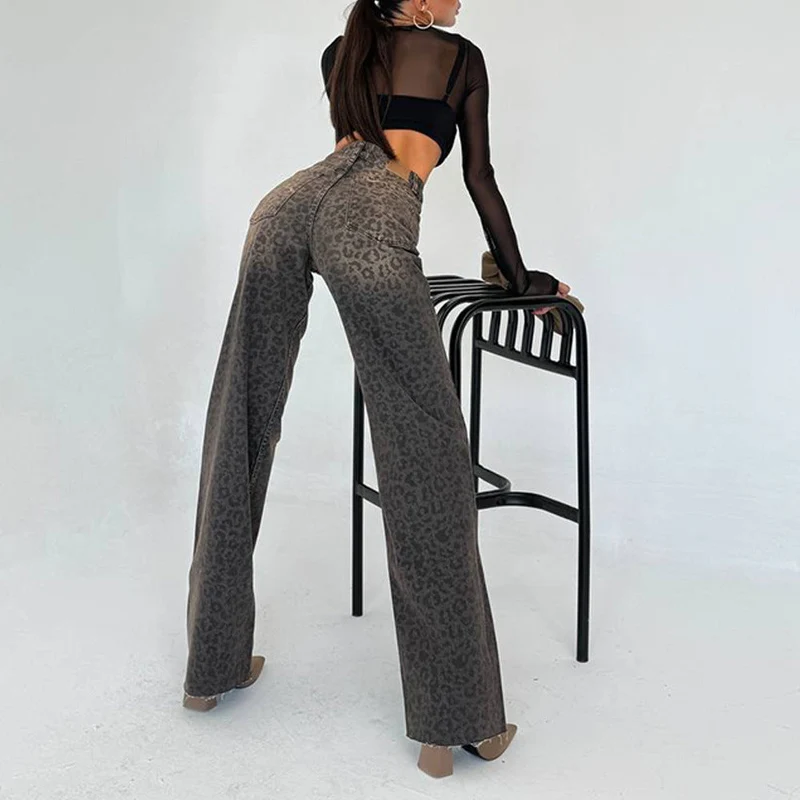 Damen hochtaillierte Leo Jeans
