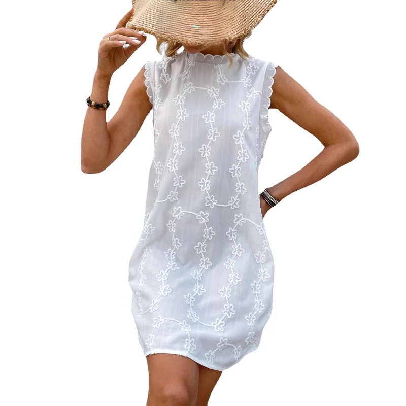 Damen trendiges Sommerkleid mit floralem Stickdesign Nord Taschen