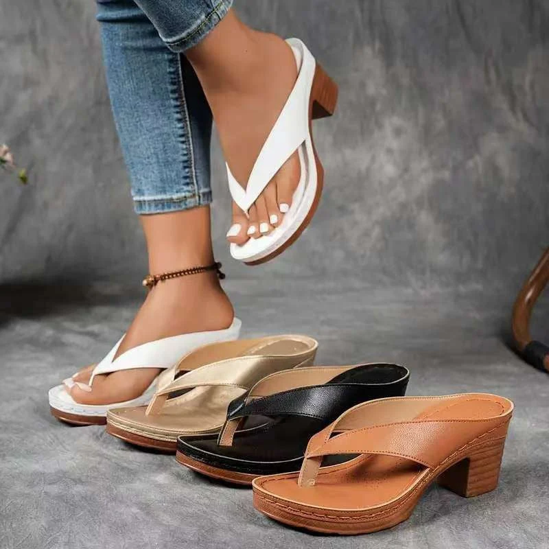 Damen Bequeme Zehentrenner-Sandalen mit anatomischem Fußbett und rutschfester Sohle