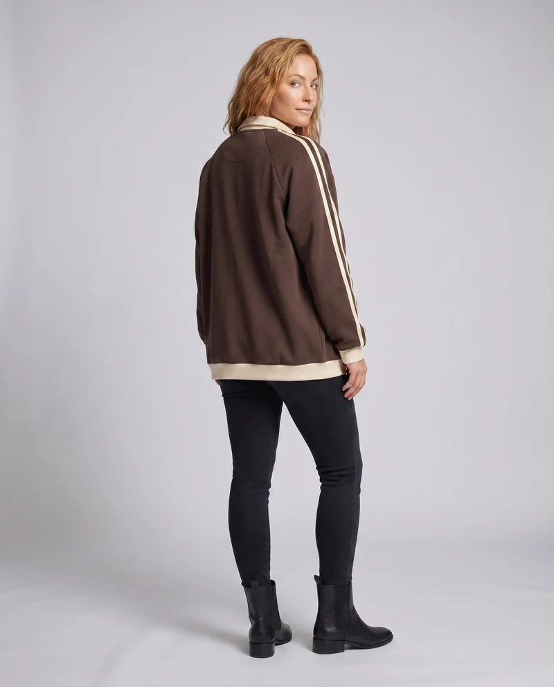 Damen Sportliche Oversized Jacke mit Kapuze und Streifen