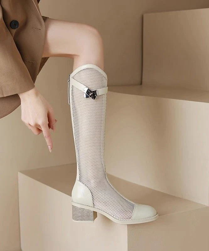 Damen-Knöchelstiefel aus Tüll mit Wildleder und Blockabsatz