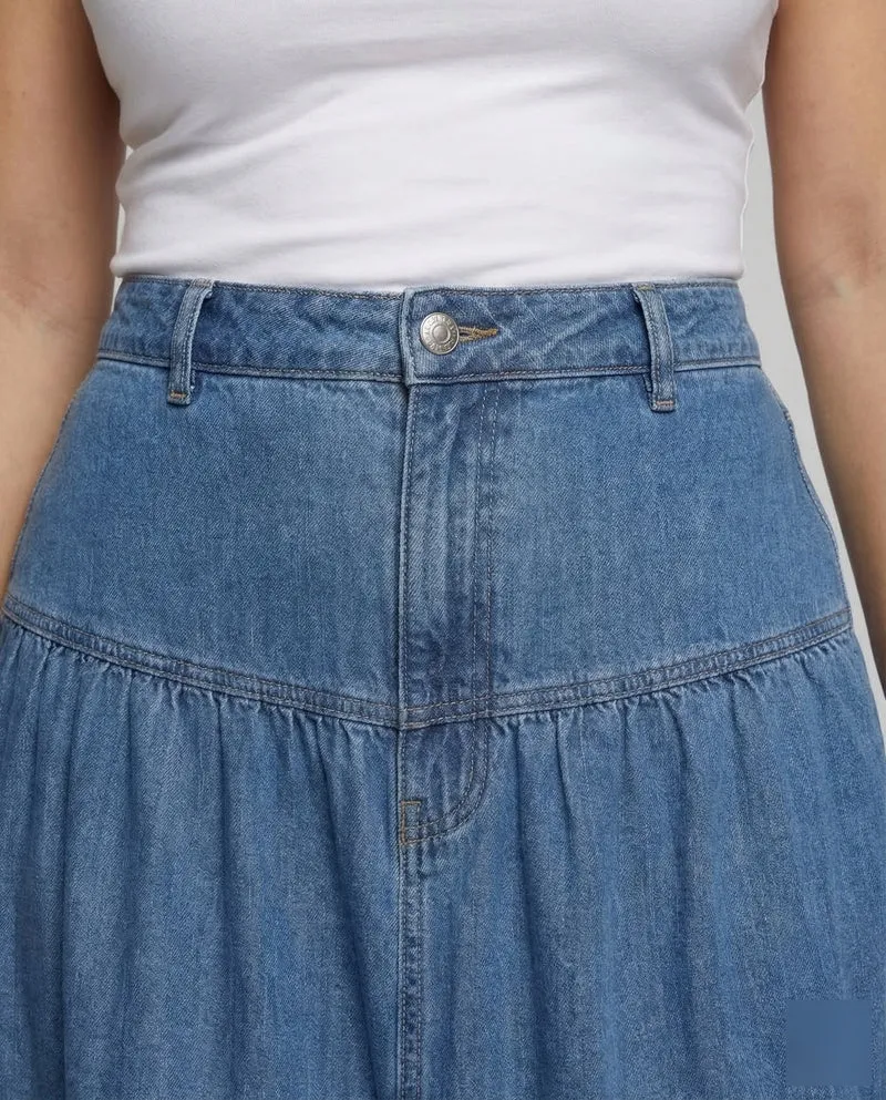 Boho Maxikleid Denim Leicht Damen