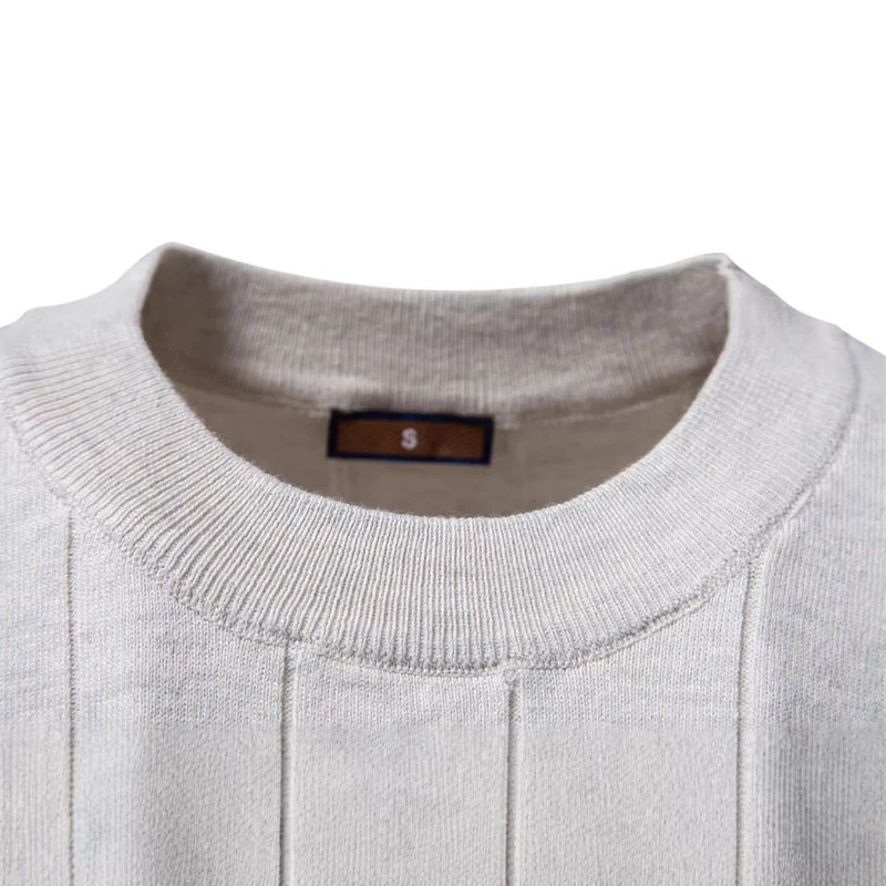 Herren nan leichter Kurzarm-Strickpullover mit feiner Rippenstruktur und Rundhalsausschnitt
