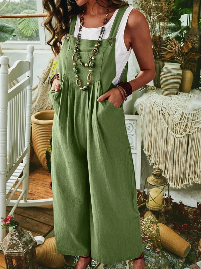 Damen Lässiger Jumpsuit mit praktischem Taschendesign und weiten Beinen