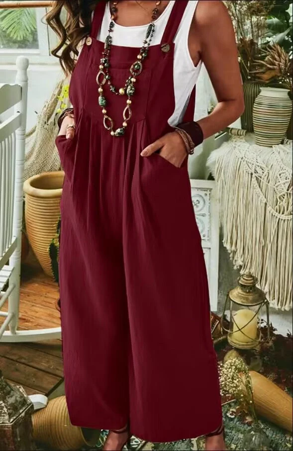 Damen Lässiger Jumpsuit mit praktischem Taschendesign und weiten Beinen