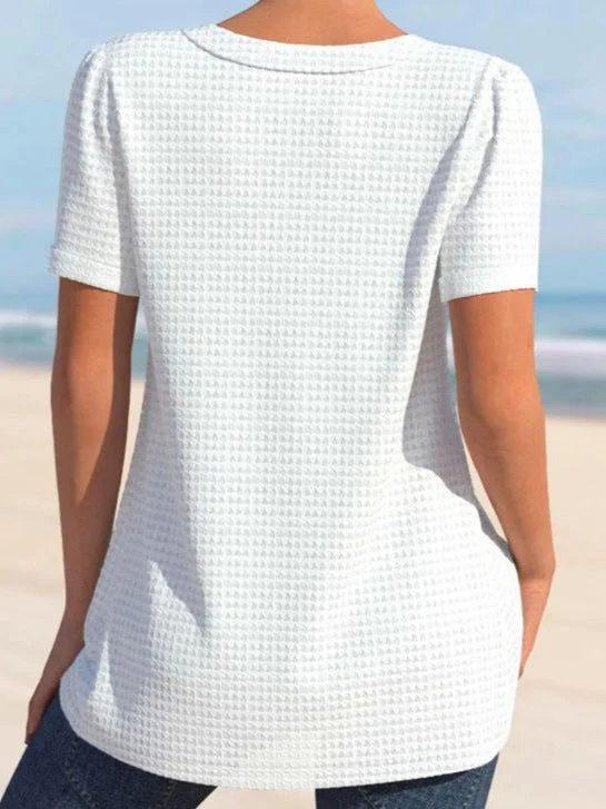 Damen Kurzarm-Bluse mit elegantem Knopfverschluss und strukturiertem Design