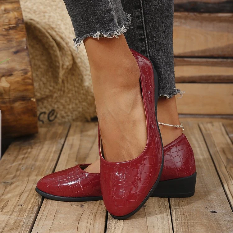 Damen Komfortable Wedge-Pantoletten mit elegantem Krokodilleder-Design
