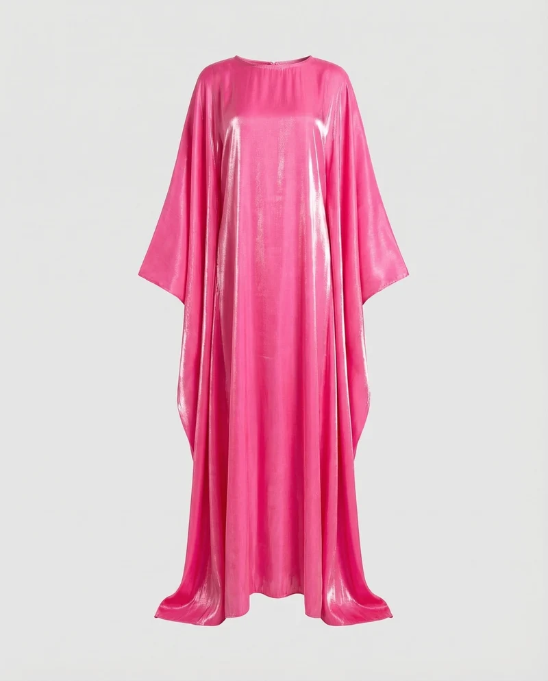 Damen Satin-Kaftan Fledermausärmel Bodenlang