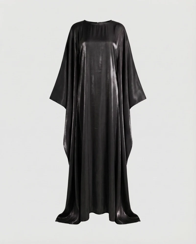 Damen Satin-Kaftan Fledermausärmel Bodenlang