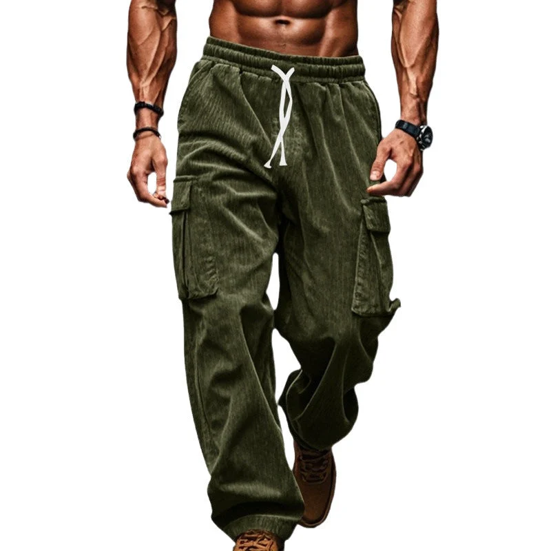 Herren lockere Cord-Cargo-Hosen mit praktischen Taschen