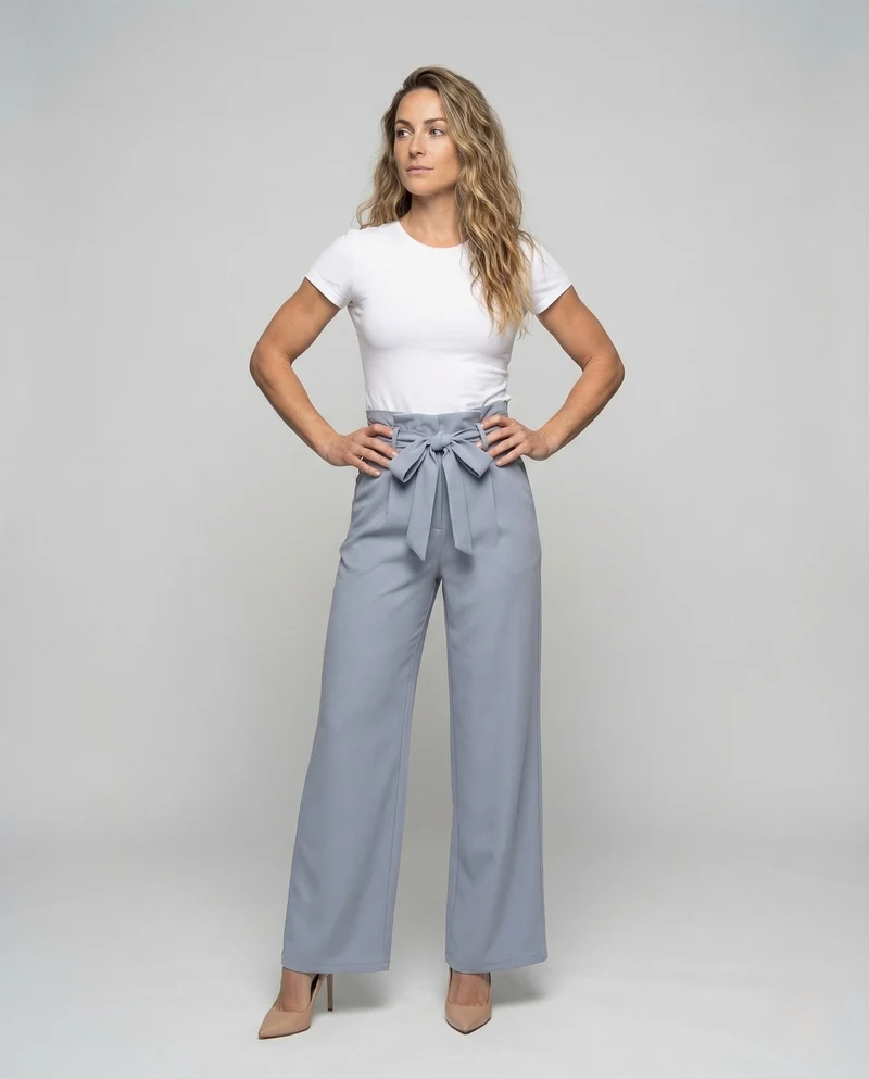 Damen Paperbag Palazzo Hose