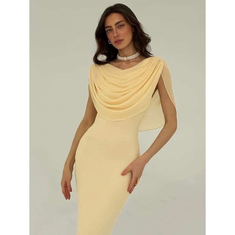 Damen Elegantes Maxikleid mit tiefem Wickelausschnitt und Überwurf Nord Taschen
