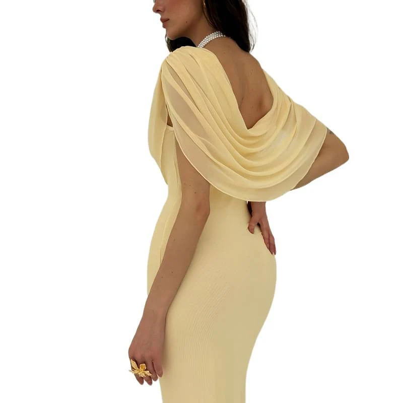 Damen Elegantes Maxikleid mit tiefem Wickelausschnitt und Überwurf Nord Taschen