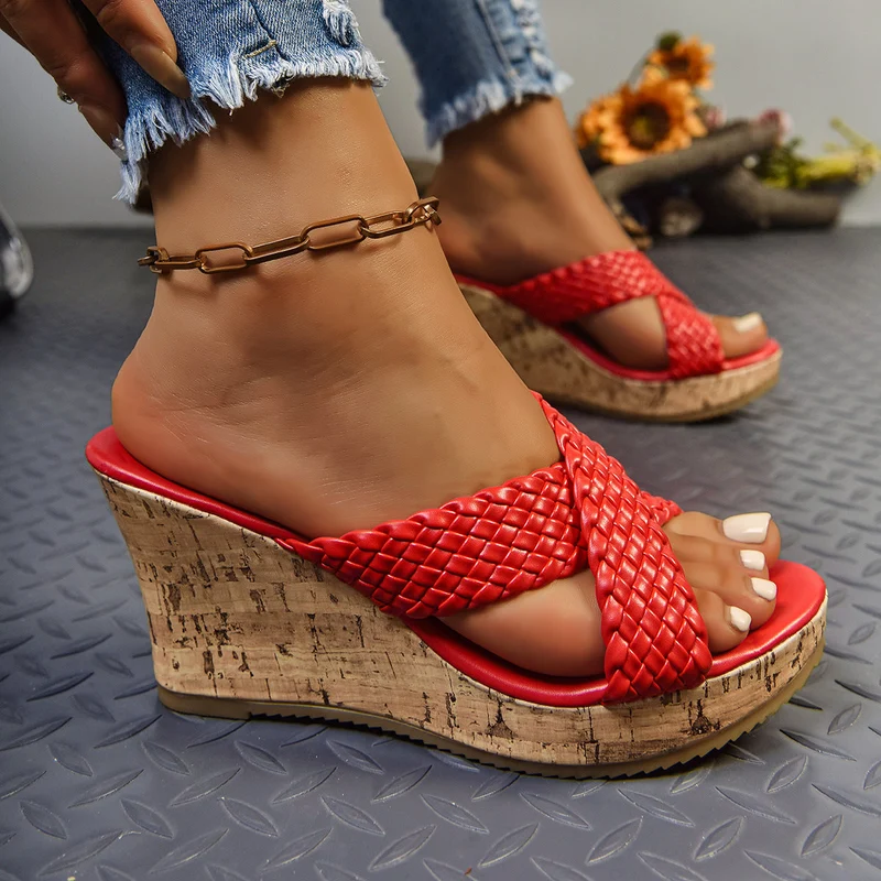 Damen Wedge-Pantoletten mit geflochtenem Riemendesign Nord Taschen