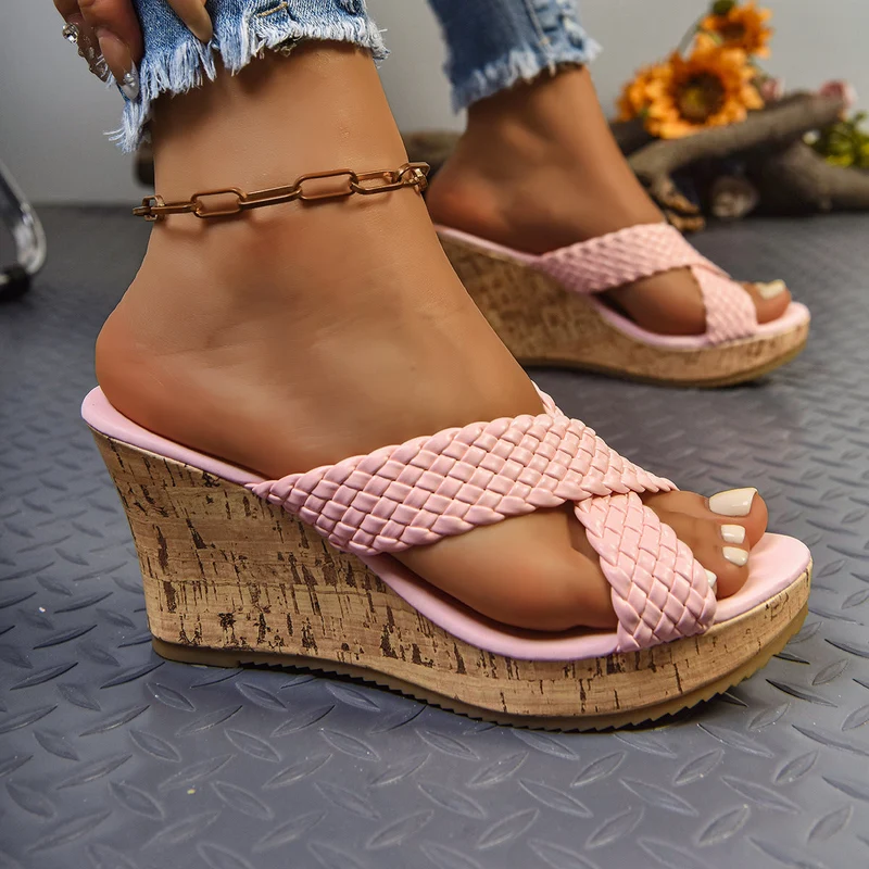 Damen Wedge-Pantoletten mit geflochtenem Riemendesign Nord Taschen