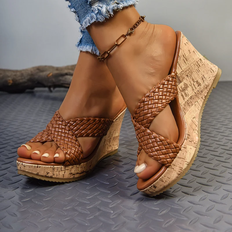 Damen Wedge-Pantoletten mit geflochtenem Riemendesign Nord Taschen
