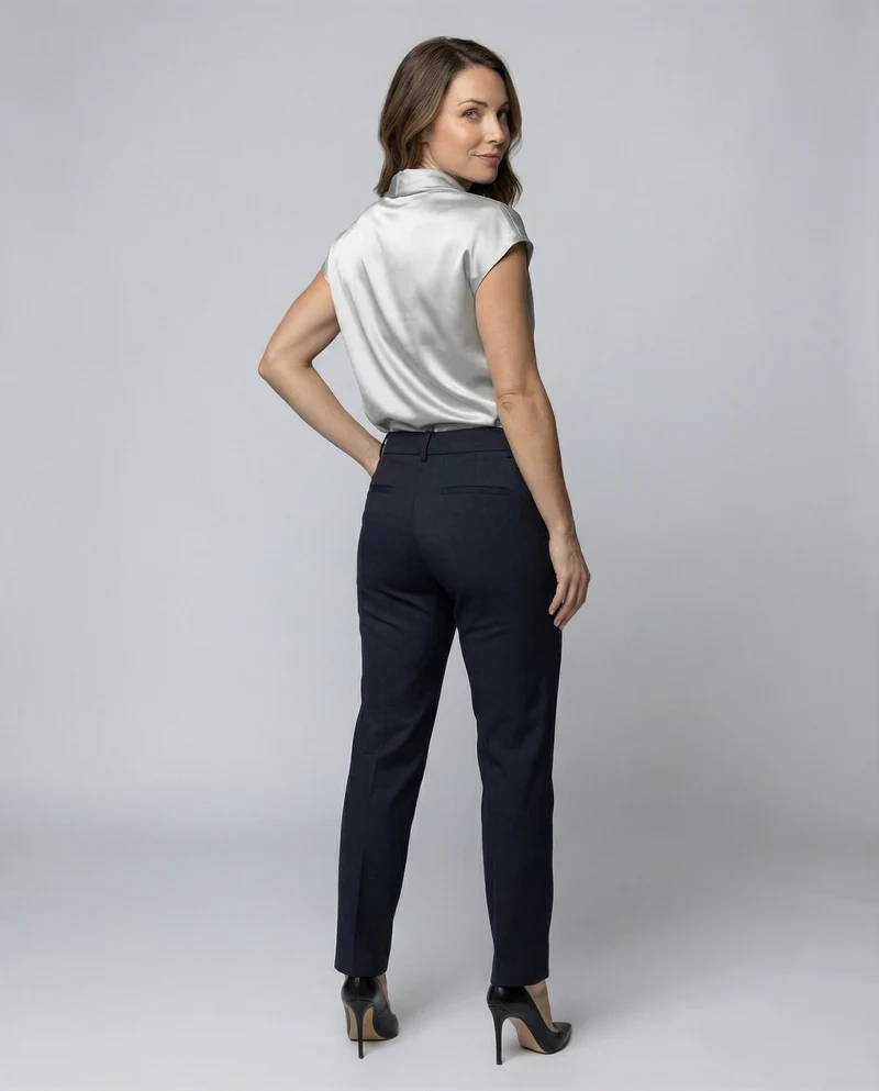Damen Satin Wasserfallkragen Cap-Ärmelbluse