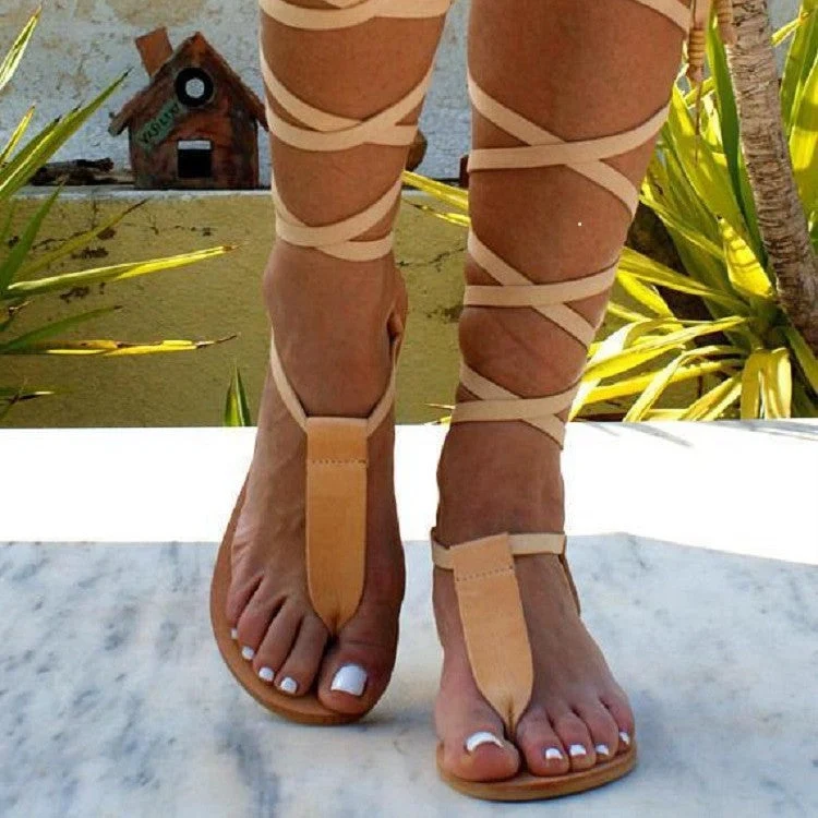 Damen Gladiatoren-Sandalen mit kunstvollem Riemendesign