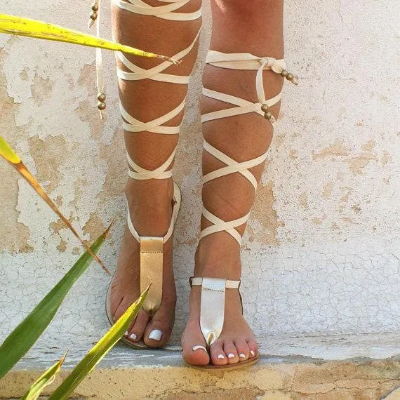 Damen Gladiatoren-Sandalen mit kunstvollem Riemendesign