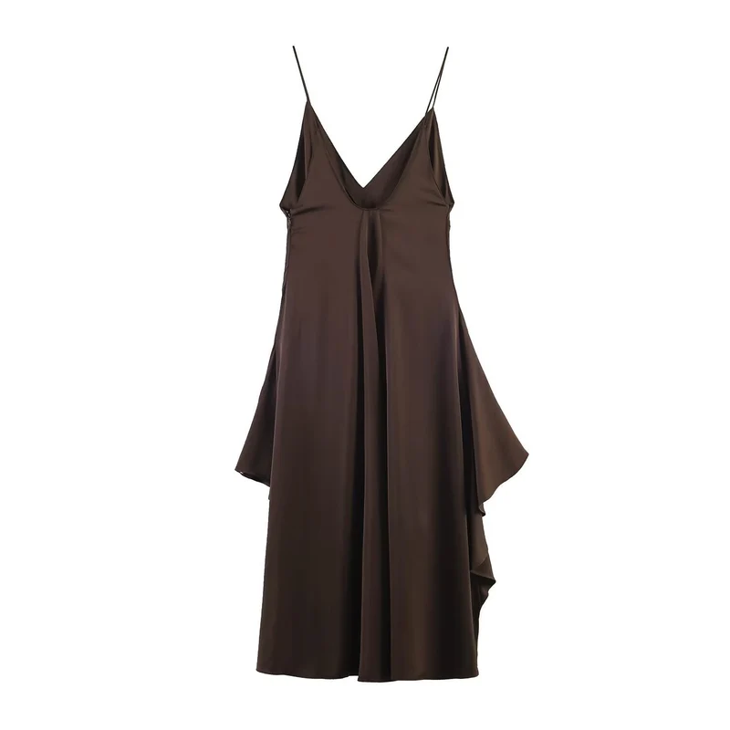 Damen Maxikleid mit elegantem asymmetrischen Saum und feinem V-Ausschnitt Nord Taschen