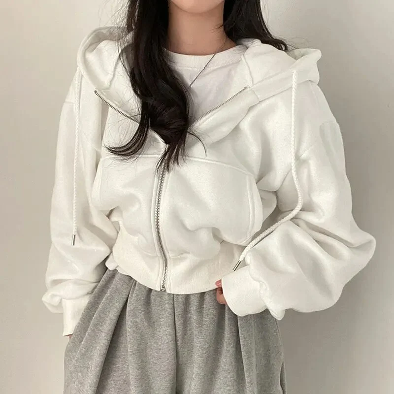 Übergröße Zipper-Hoodie Für Damen