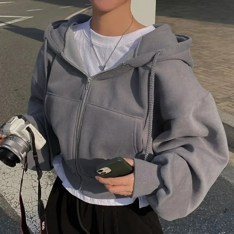 Übergröße Zipper-Hoodie Für Damen