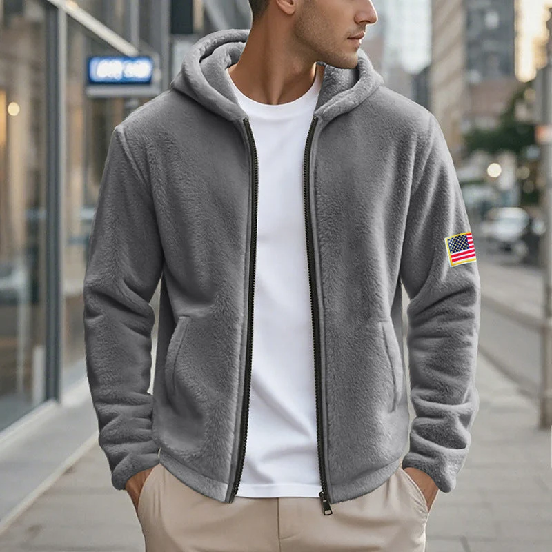 Herren gemütlicher Kapuzenpullover aus weichem Fleece mit bequemem Schnitt Nord Taschen