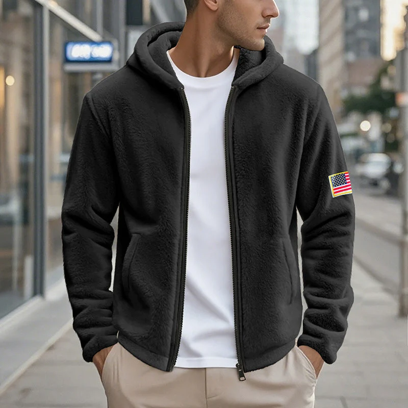 Herren gemütlicher Kapuzenpullover aus weichem Fleece mit bequemem Schnitt Nord Taschen