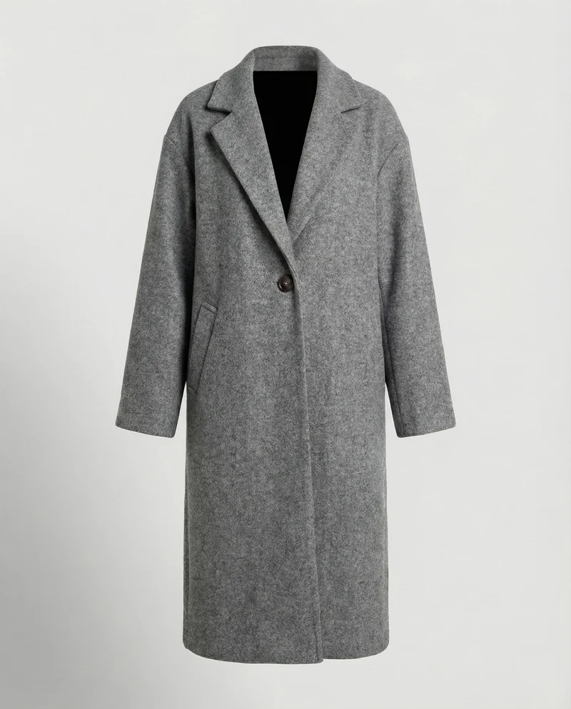Herren Mantel Lang | Oversized Wintermantel mit Notch-Lapel & Taschen