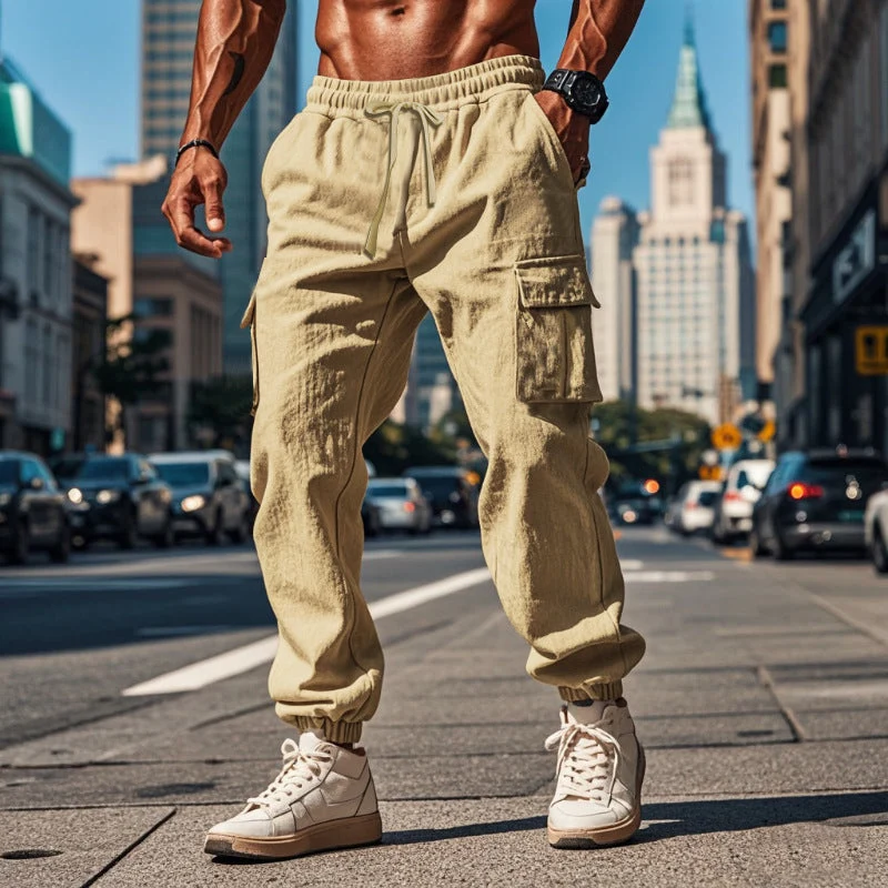 Herren Cargo-Jogginghose mit verstellbarem Kordelzug und mehreren Seitentaschen