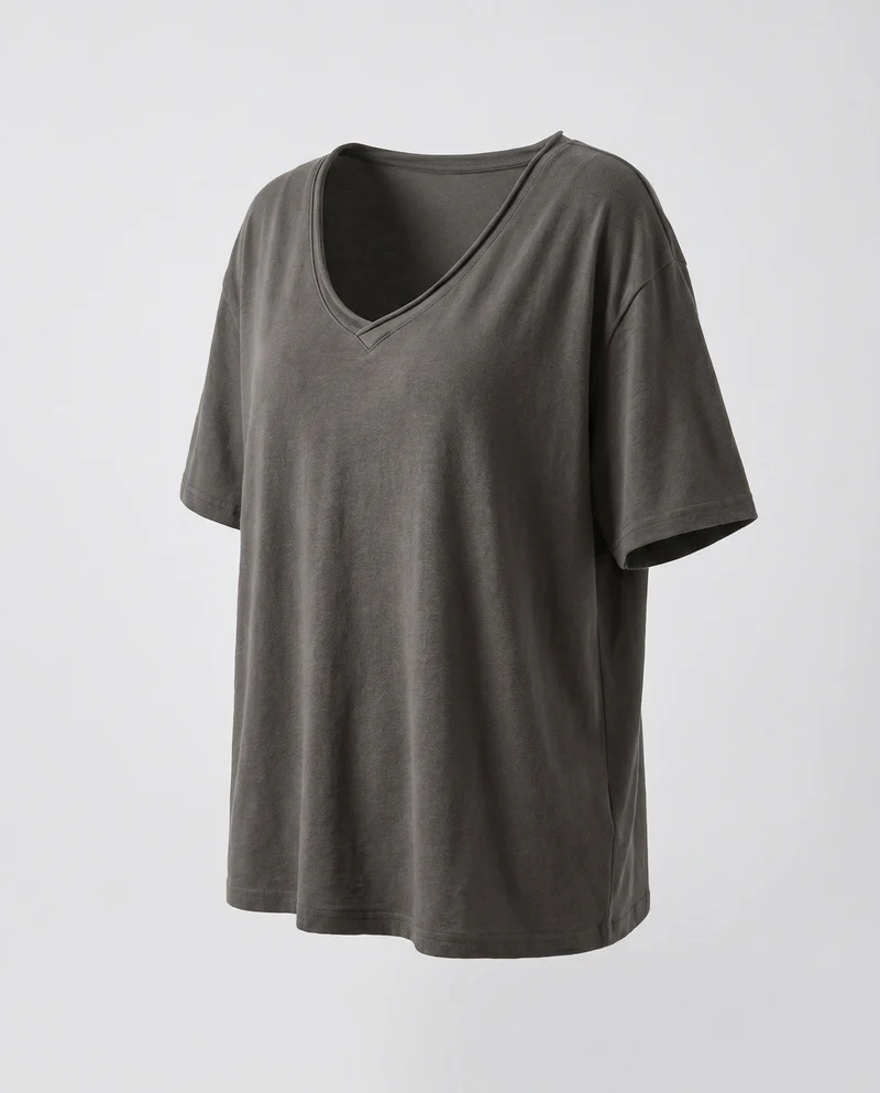 Damen lässiges V-Ausschnitt T-Shirt aus hochwertiger Baumwolle
