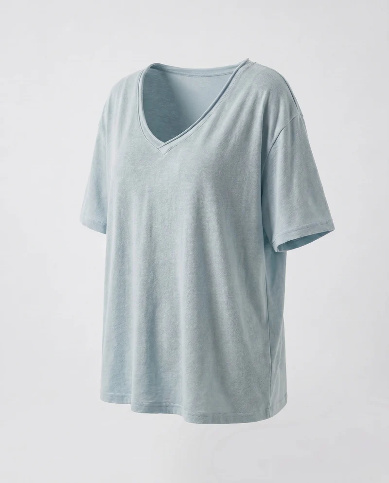Damen lässiges V-Ausschnitt T-Shirt aus hochwertiger Baumwolle